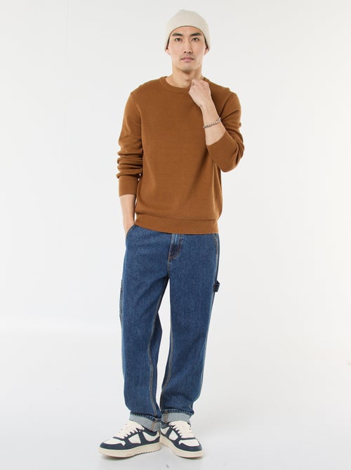 Pull en maille fantaisie à col rond - Kiabi