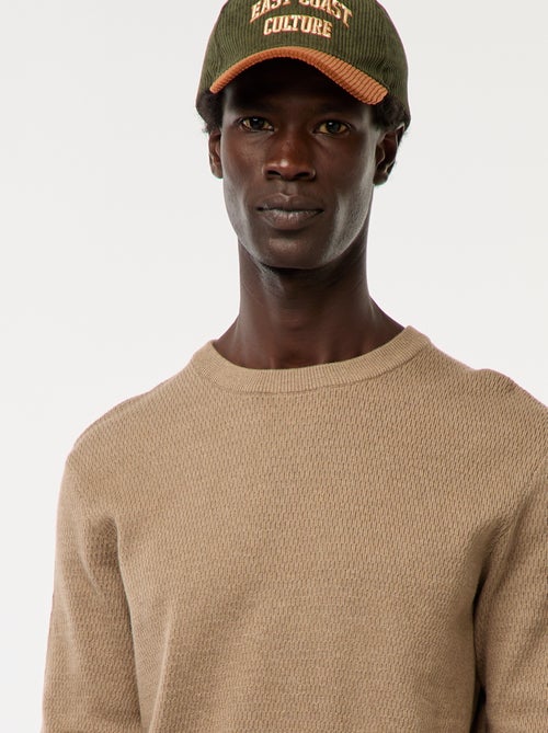 Pull en maille fantaisie à col rond - Kiabi