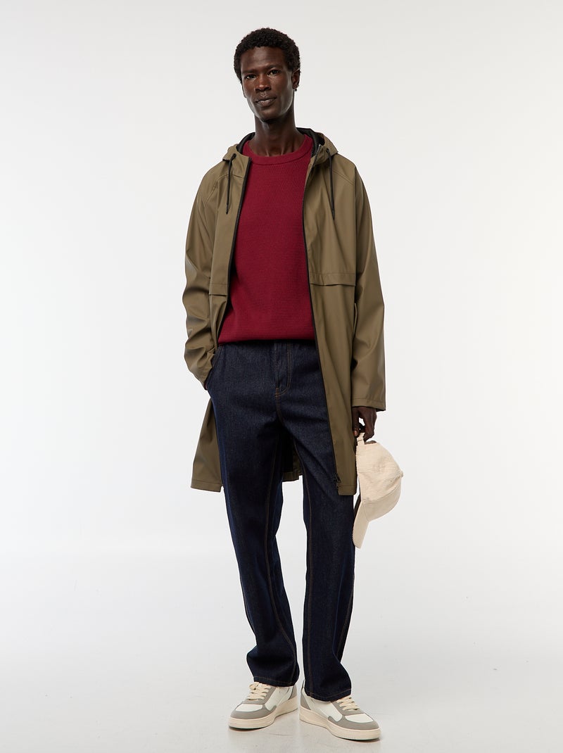 Pull en maille fantaisie à col rond Rouge - Kiabi