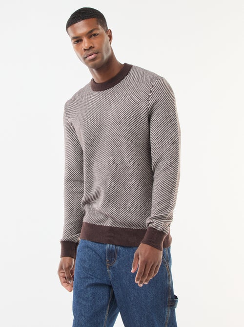 Pull en maille fantaisie col rond - Kiabi