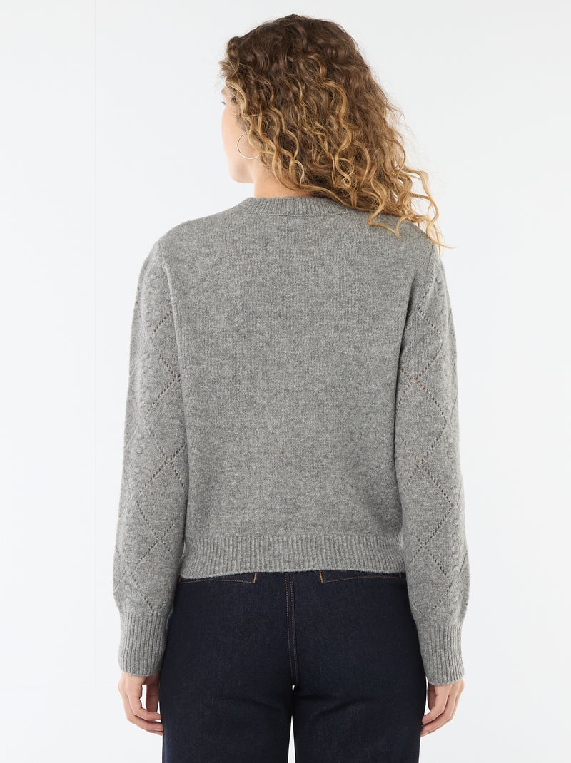 Pull en maille fantaisie Gris - Kiabi