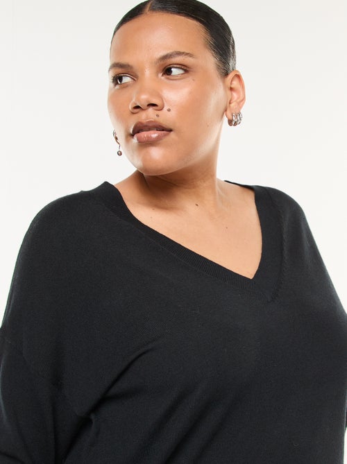 Pull en maille fine avec col V - Kiabi