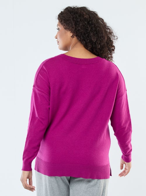 Pull en maille fine avec col V - Kiabi
