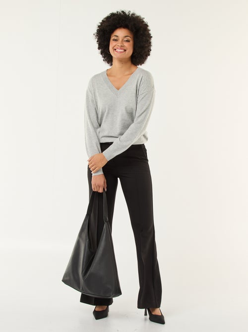 Pull en maille fine col V - Kiabi