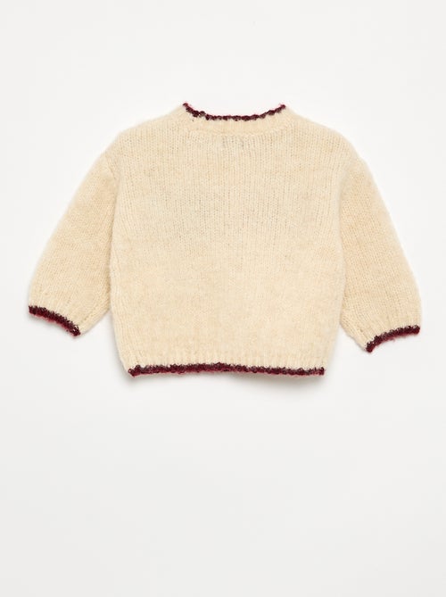 Pull en maille fine jauge imprimé 'cœurs' - Kiabi
