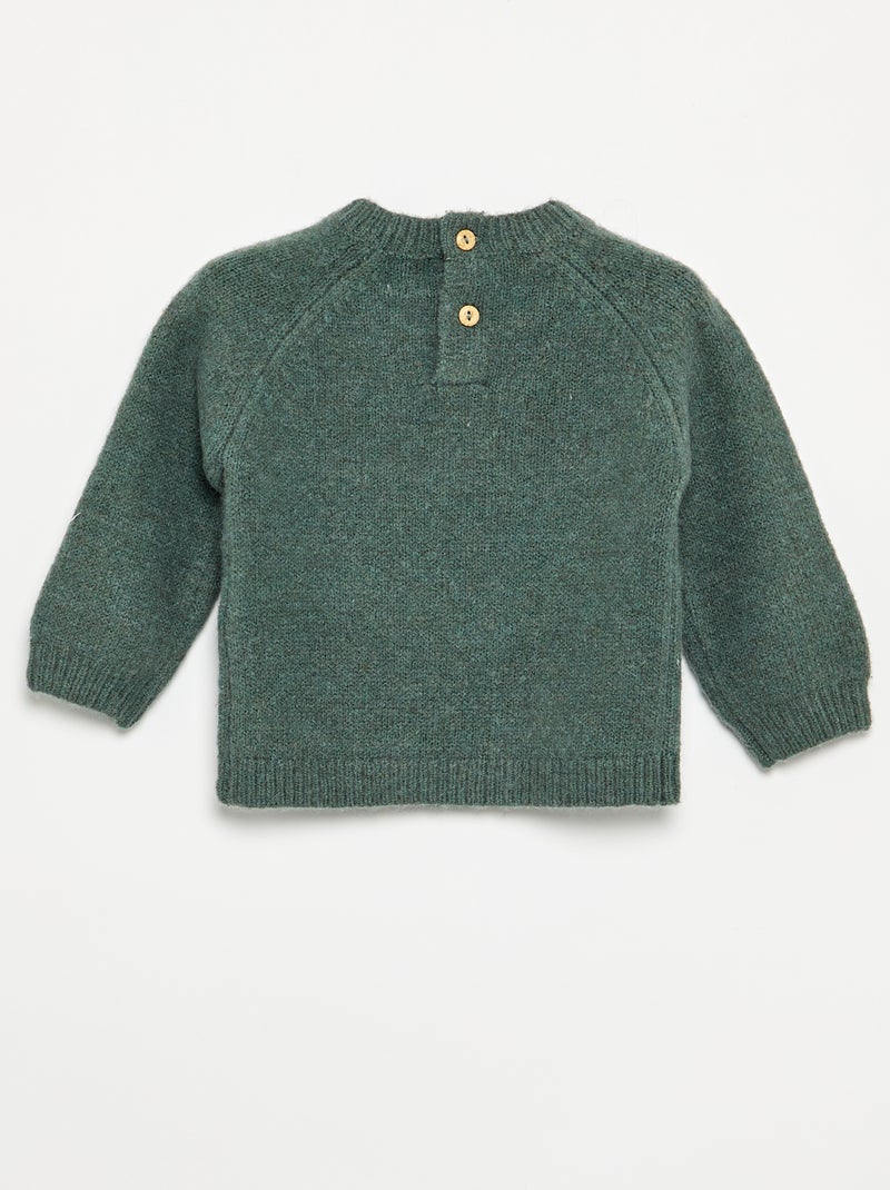 Pull en maille fine jauge 'Noël' Vert - Kiabi