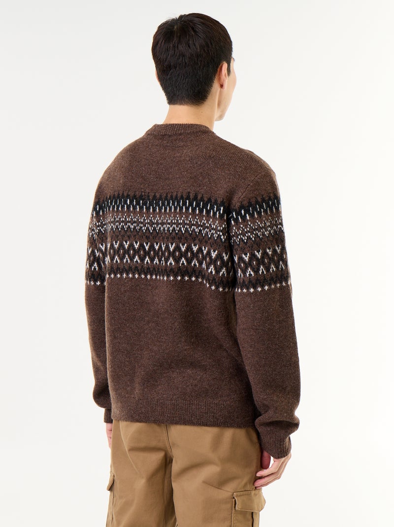 Pull en maille grosse jauge - Noël Marron - Kiabi