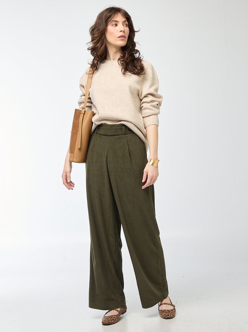 Pull en maille grosse jauge à col rond Beige - Kiabi