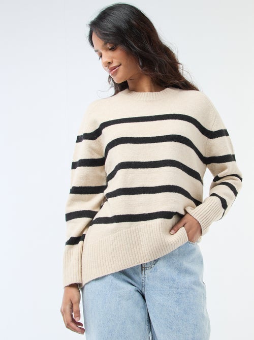 Pull en maille grosse jauge à col rond - Kiabi