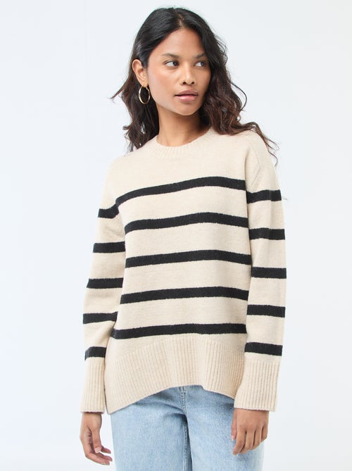 Pull en maille grosse jauge à col rond - Kiabi