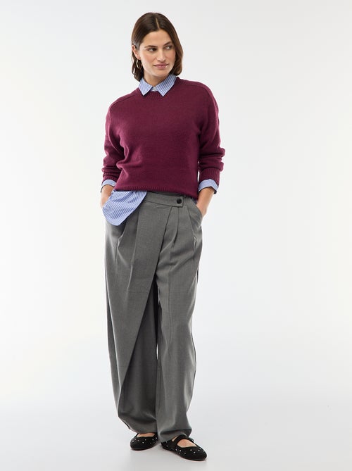 Pull en maille grosse jauge à col rond - Kiabi