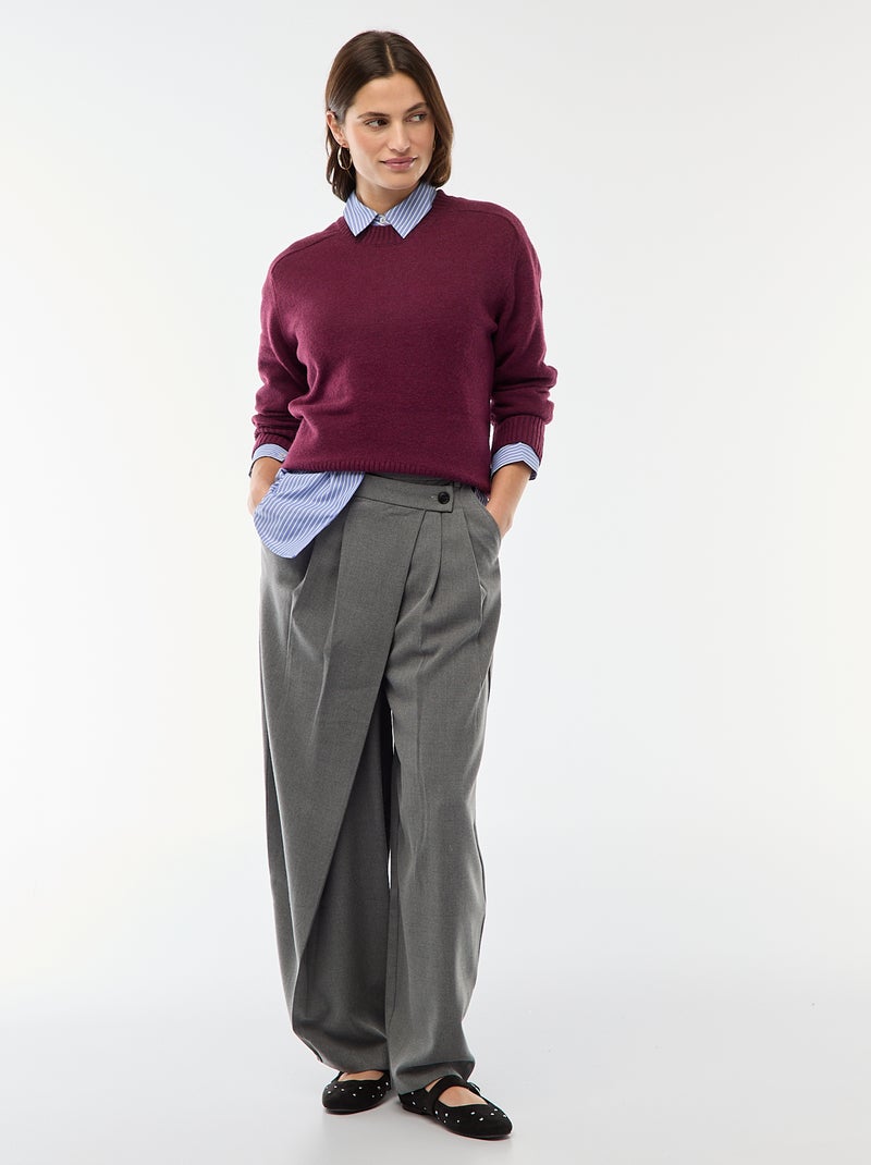 Pull en maille grosse jauge à col rond Rouge - Kiabi