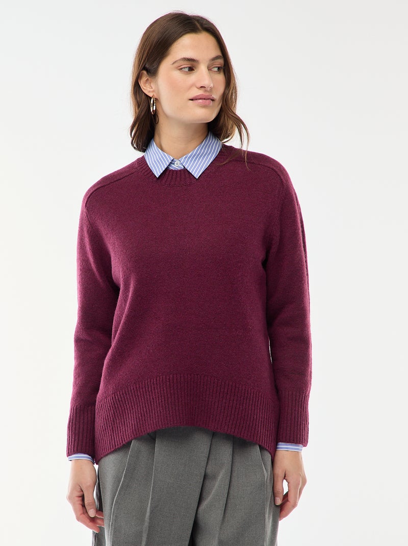 Pull en maille grosse jauge à col rond Rouge - Kiabi