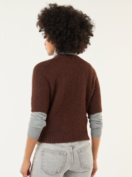 Pull en maille grosse jauge à manches courtes - Kiabi