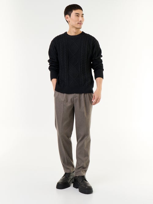 Pull en maille grosse jauge avec torsades - Kiabi