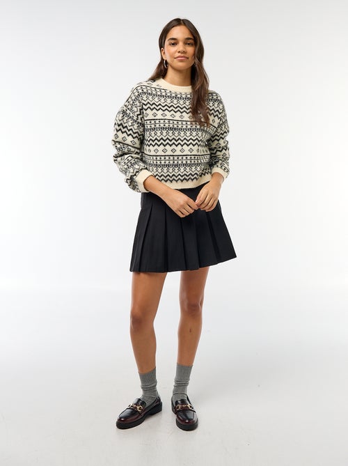 Pull en maille grosse jauge col rond - Kiabi