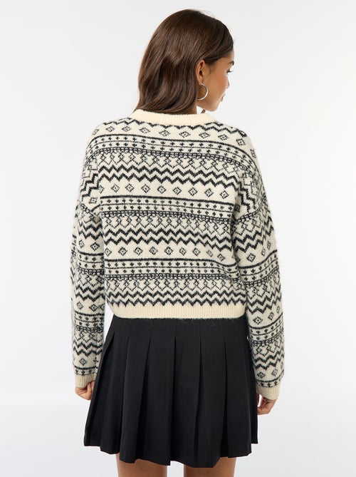 Pull en maille grosse jauge col rond - Kiabi