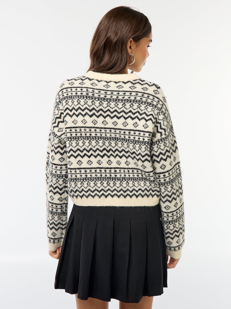 Pull en maille grosse jauge col rond Noir - Kiabi