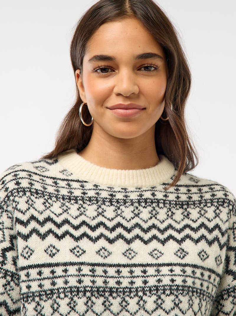 Pull en maille grosse jauge col rond Noir - Kiabi