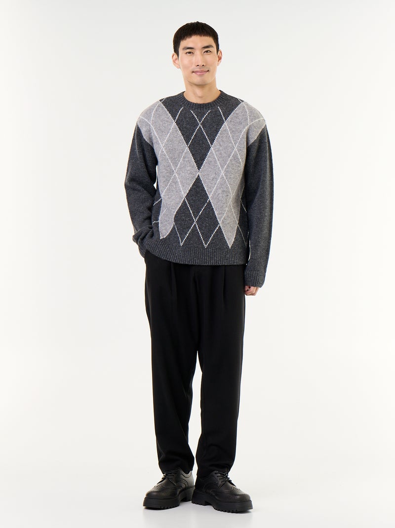 Pull en maille grosse jauge Gris - Kiabi