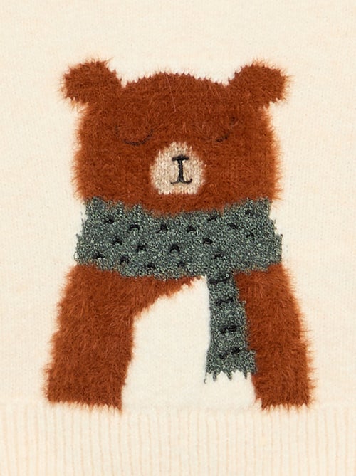 Pull en maille grosse jauge imprimé 'ourson' - Kiabi