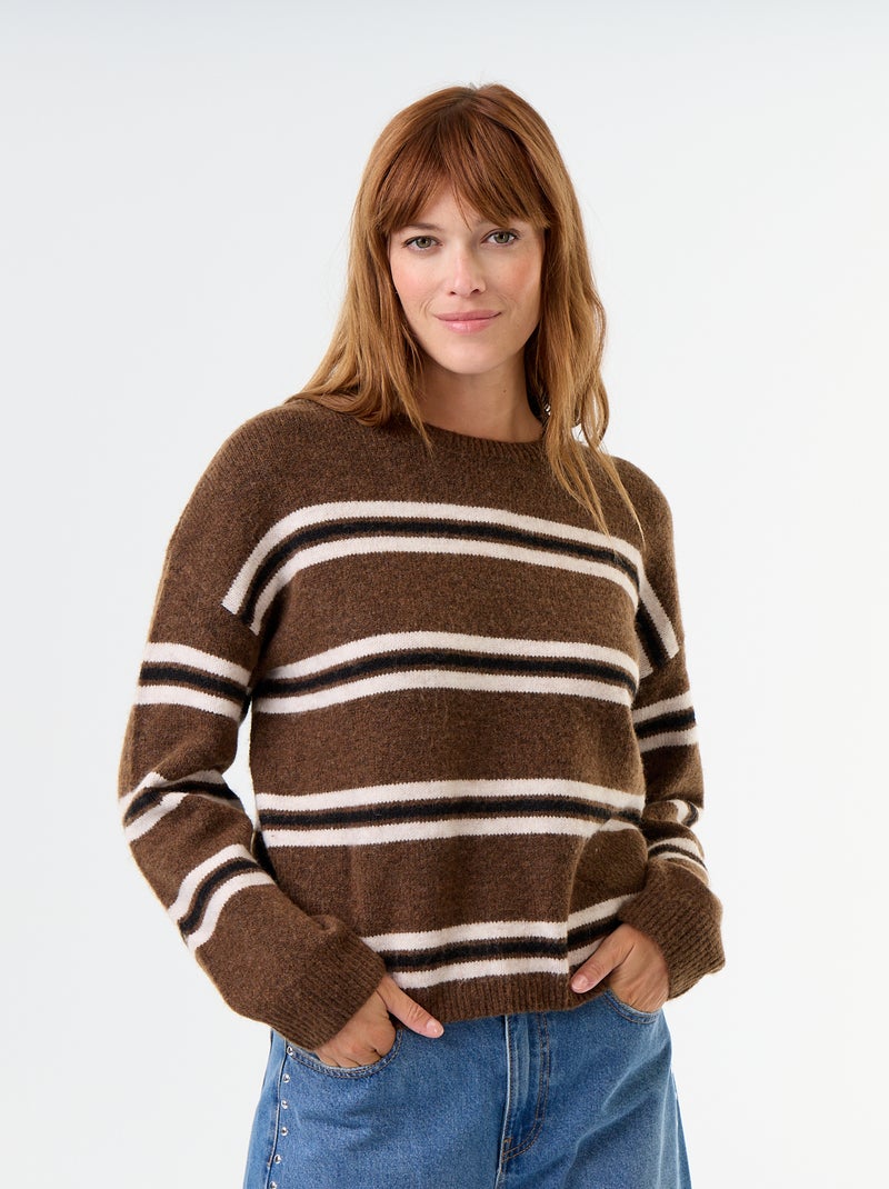 Pull en maille grosse jauge Marron - Kiabi