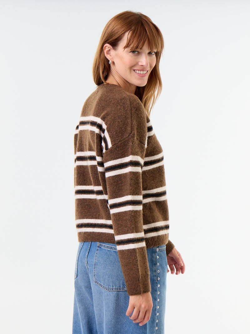 Pull en maille grosse jauge Marron - Kiabi