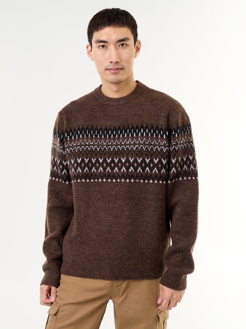 Pull en maille grosse jauge Marron - Kiabi