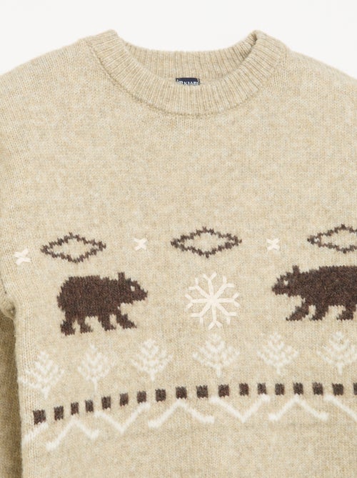 Pull en maille jacquard avec motifs 'ours' - Kiabi