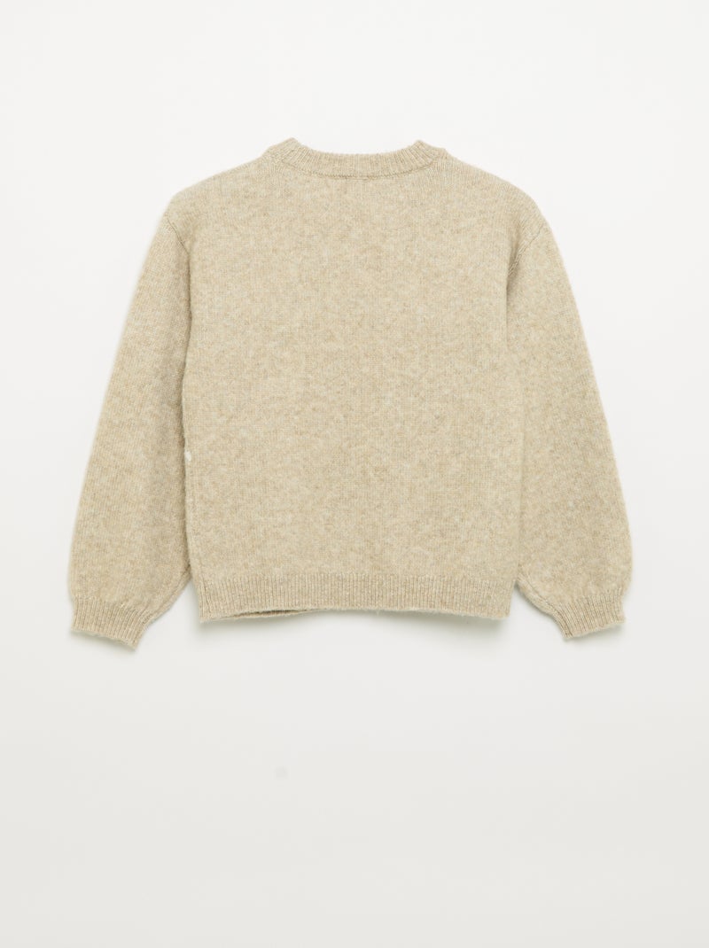 Pull en maille jacquard avec motifs 'ours' Beige - Kiabi