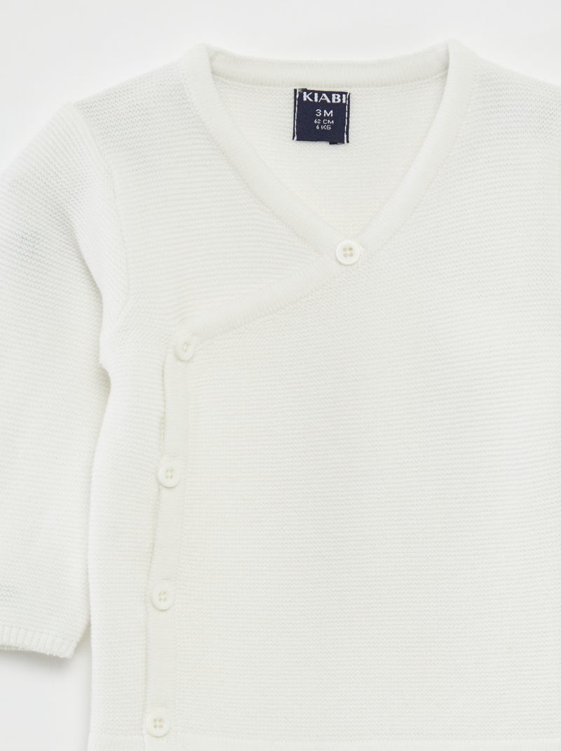 Pull en maille point mousse Blanc - Kiabi