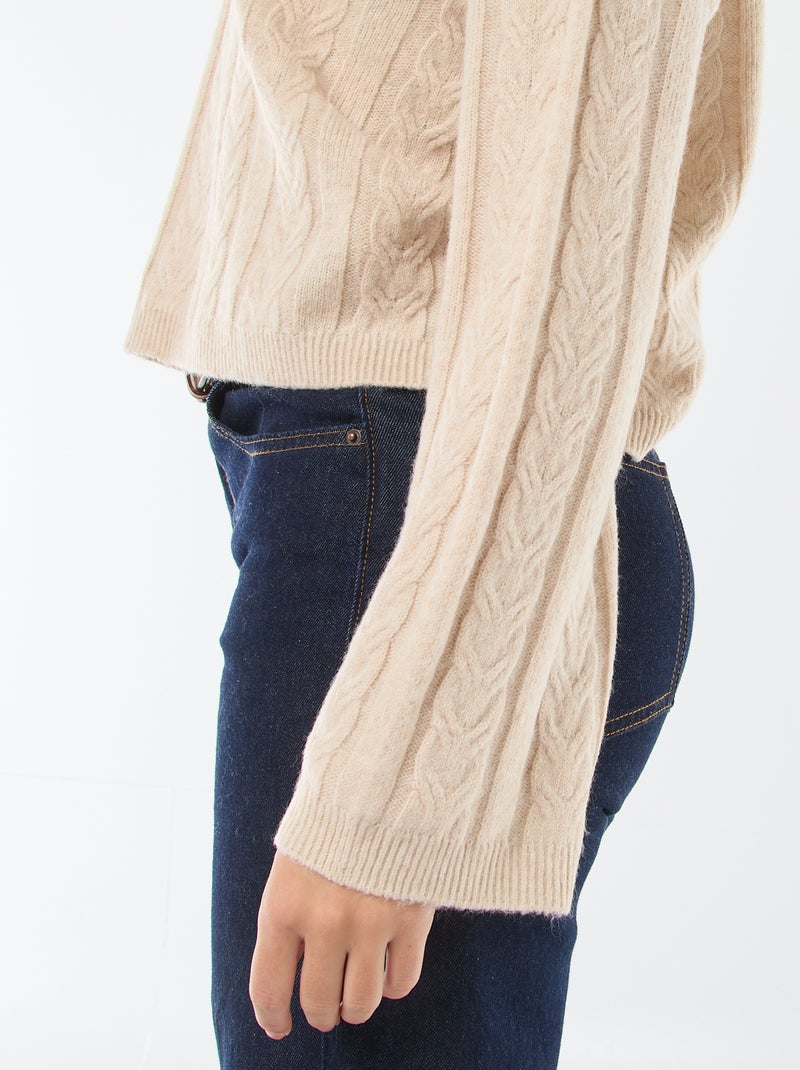 Pull en maille torsadée Beige - Kiabi
