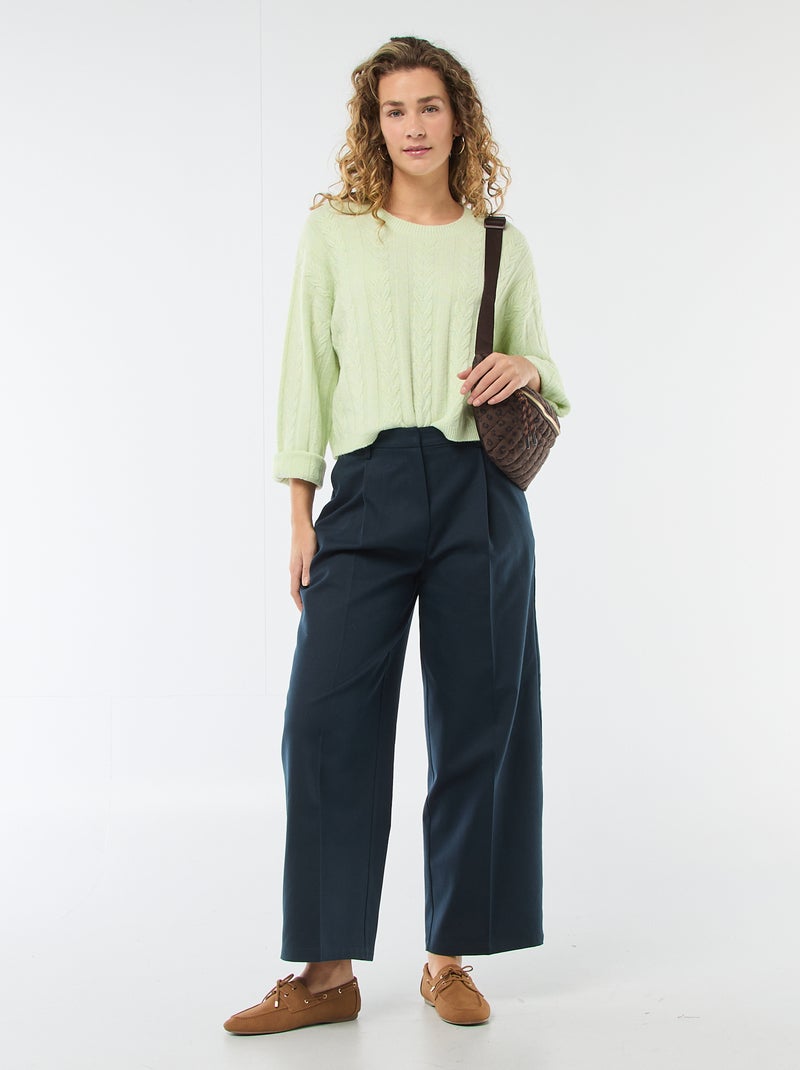 Pull en maille torsadée Vert - Kiabi