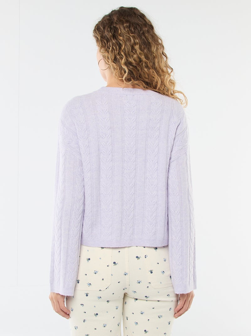 Pull en maille torsadée Violet - Kiabi
