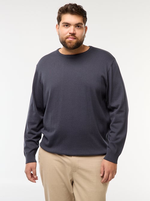 Pull en maille uni col rond - Kiabi