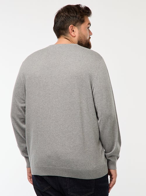 Pull en maille uni col rond - Kiabi