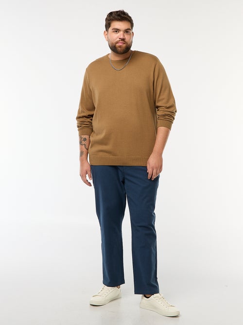 Pull en maille uni col rond - Kiabi