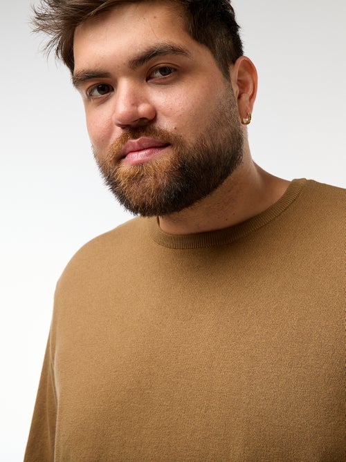 Pull en maille uni col rond - Kiabi