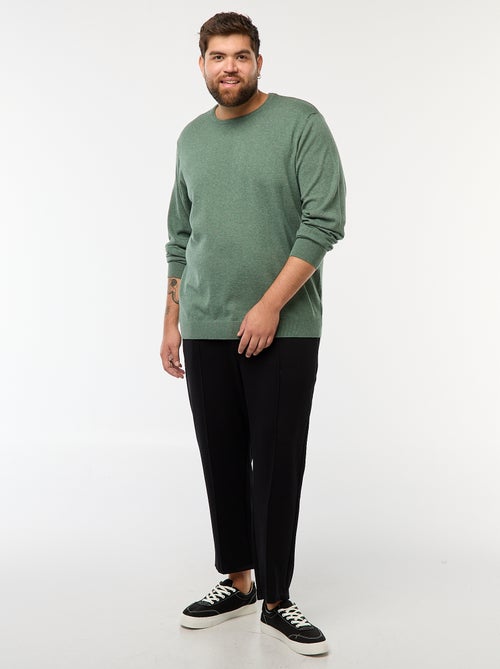 Pull en maille uni col rond - Kiabi