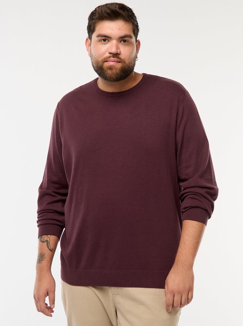 Pull en maille uni col rond - Kiabi