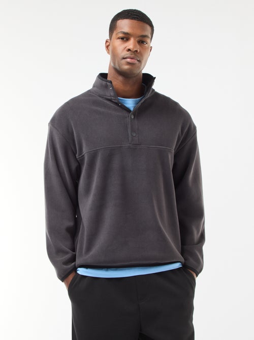 Pull en polaire col camionneur pressionnée - Kiabi