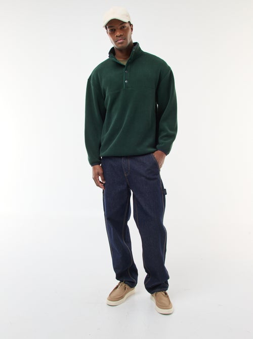 Pull en polaire col camionneur pressionnée - Kiabi