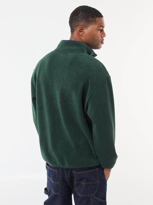 Pull en polaire col camionneur pressionnée - Kiabi