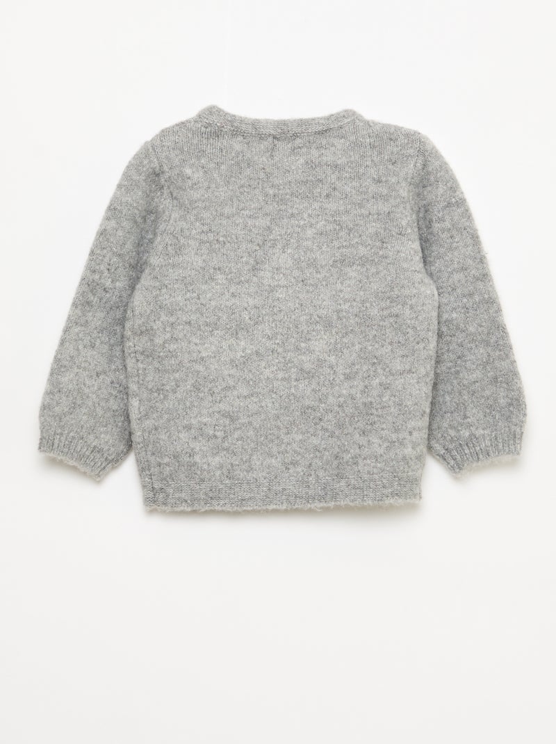 Pull en tricot avec broderie Gris - Kiabi