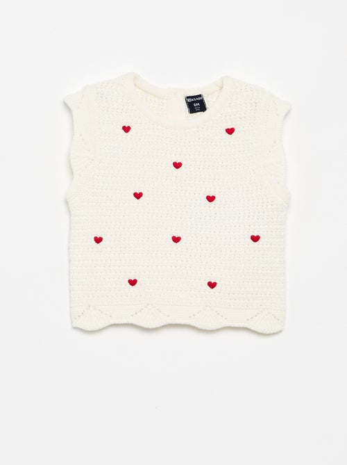 Pull en tricot avec broderies 'cœurs' - Kiabi