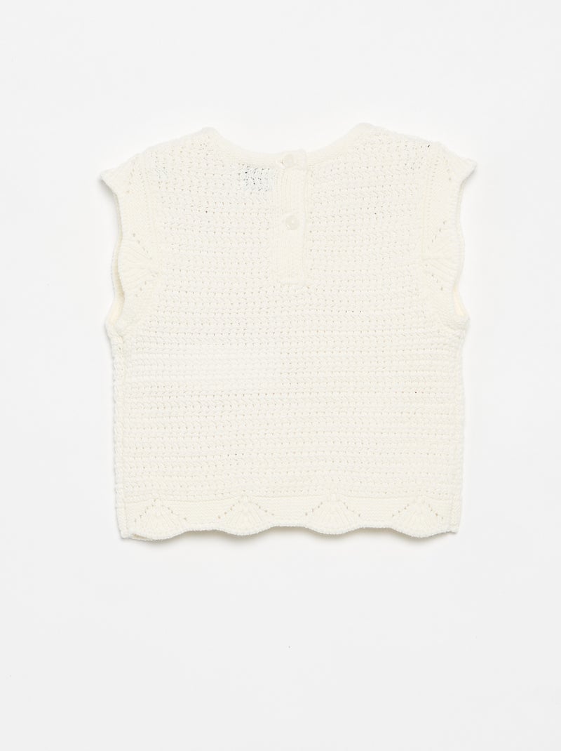 Pull en tricot avec broderies 'cœurs' Blanc - Kiabi