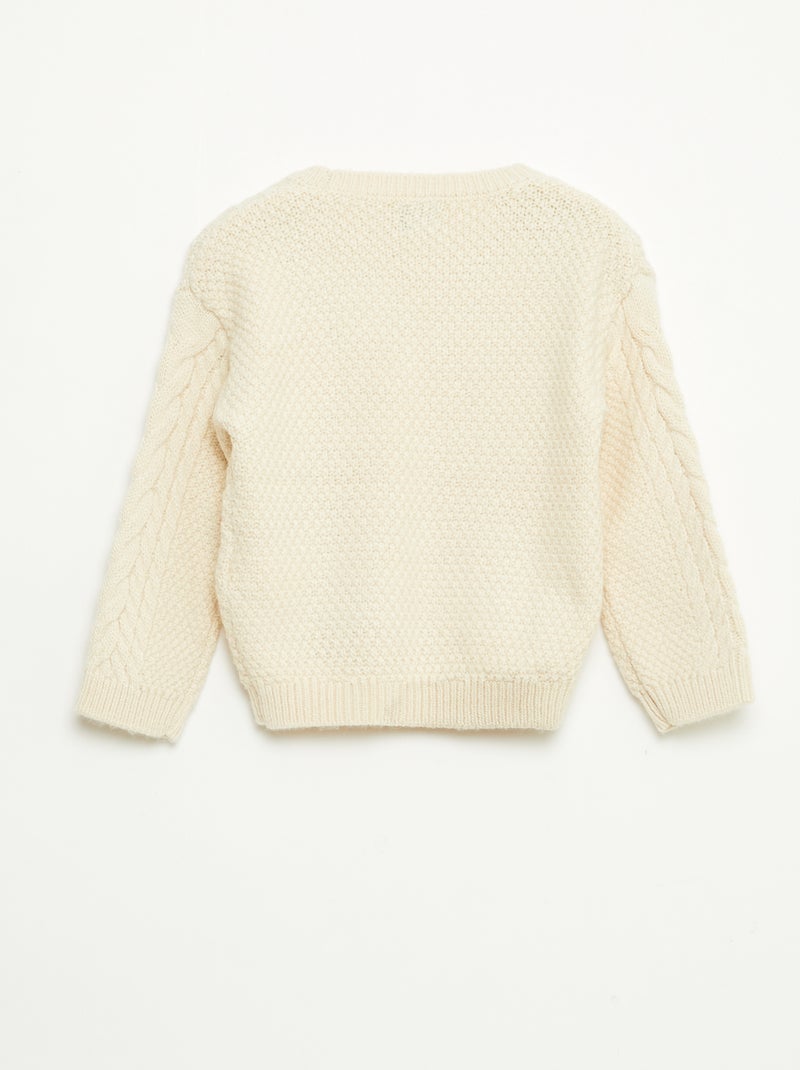 Pull en tricot torsadé Beige - Kiabi