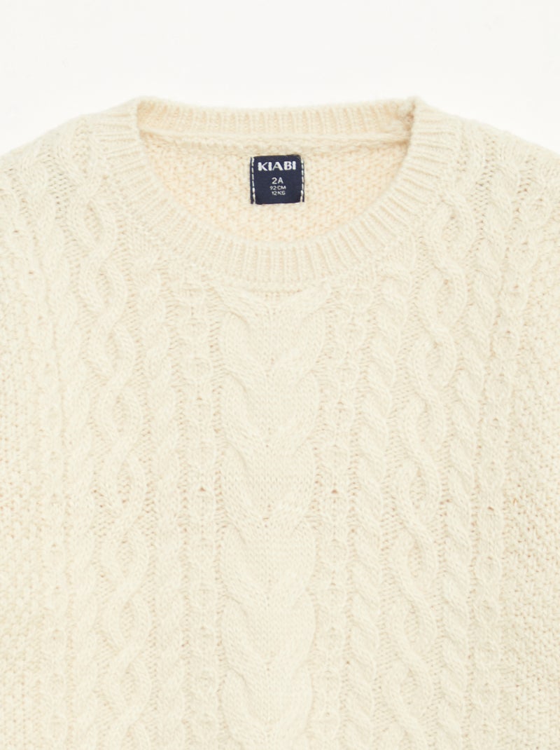 Pull en tricot torsadé Beige - Kiabi
