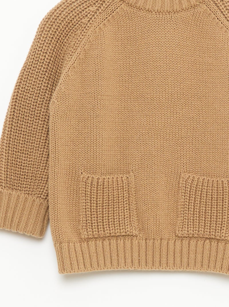 Pull en tricot uni Beige - Kiabi
