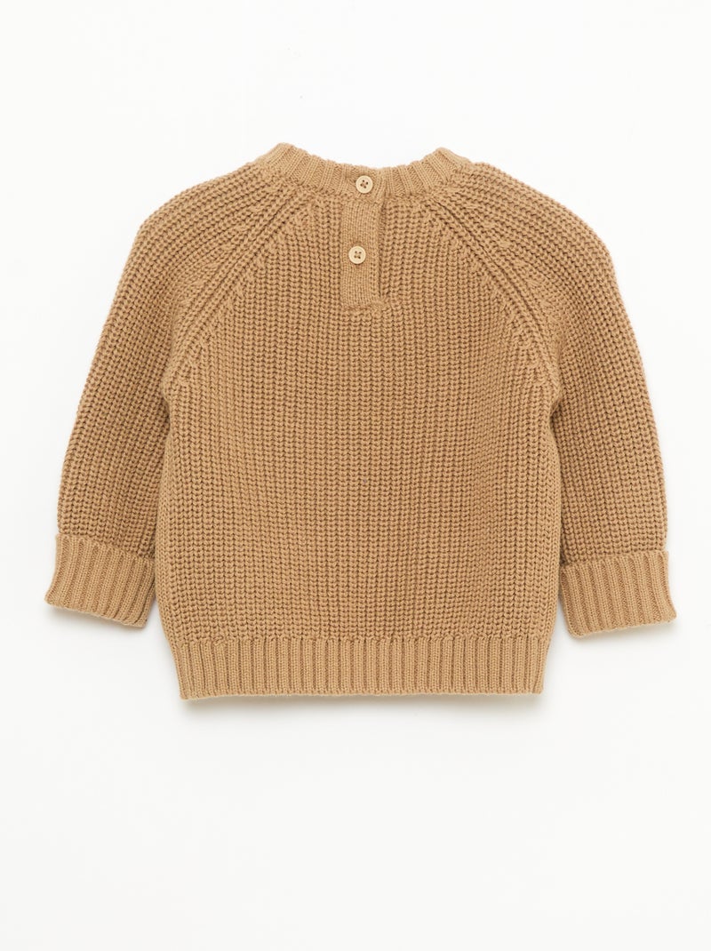 Pull en tricot uni Beige - Kiabi